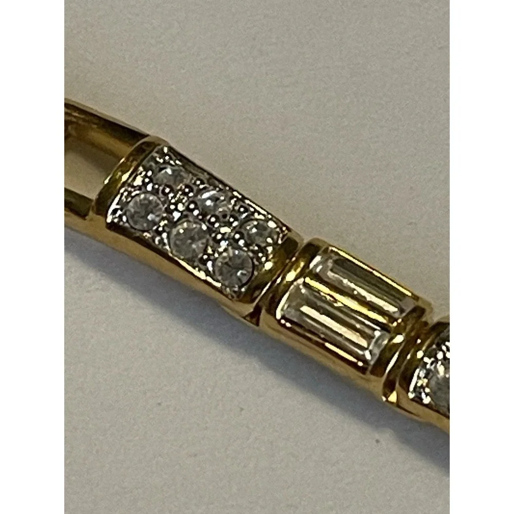 Authentic‎ Swarovski Gold Plated Tennis Bracelet Baguette Pave 8